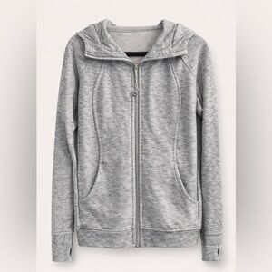 Heather Gray Athletic Zip-Up Hoodie | Thumb Holes | Cozy Layer Size M